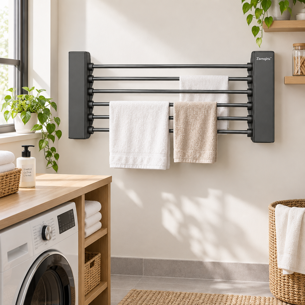 Wall-Mounted Retractable Clothes Drying Rack main image 2