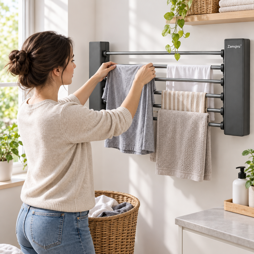 Wall-Mounted Retractable Clothes Drying Rack main image 4