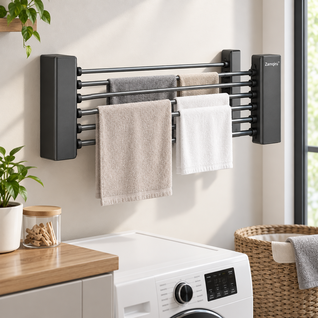 Wall-Mounted Retractable Clothes Drying Rack main image 5