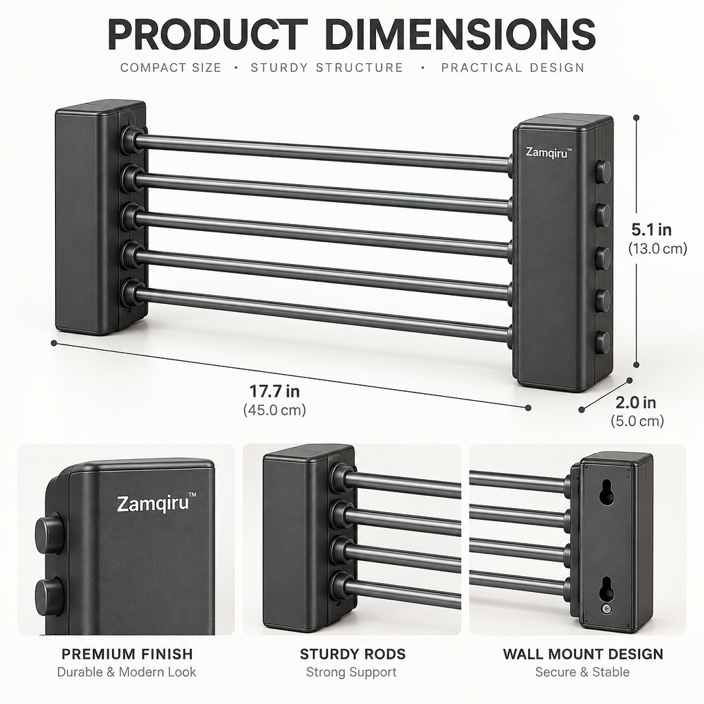 Wall-Mounted Retractable Clothes Drying Rack main image 6