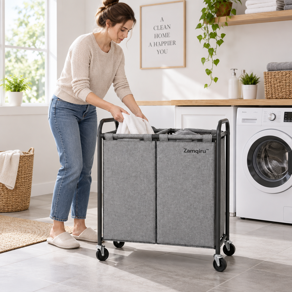 Two-Compartment Sorting Laundry Hamper main image 4