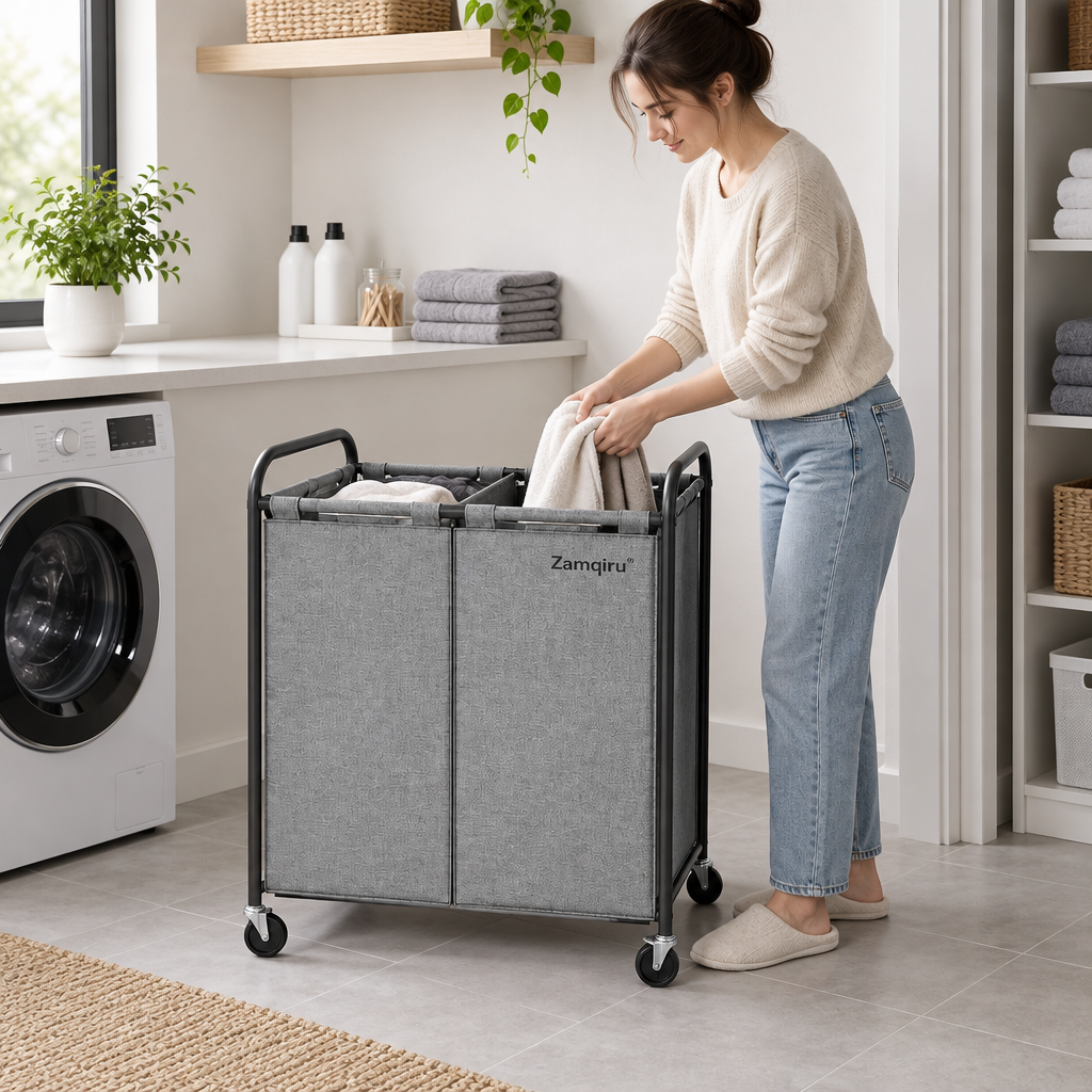 Two-Compartment Sorting Laundry Hamper main image 5