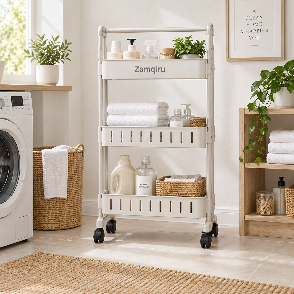 Retractable Washing Machine Storage Rack main image 2